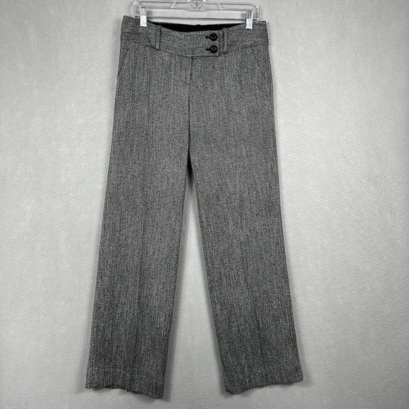 The Limited Cassidy Trouser Pants Size 2 Black/Gray Herringbone Wide Leg 32" in - Picture 2 of 11